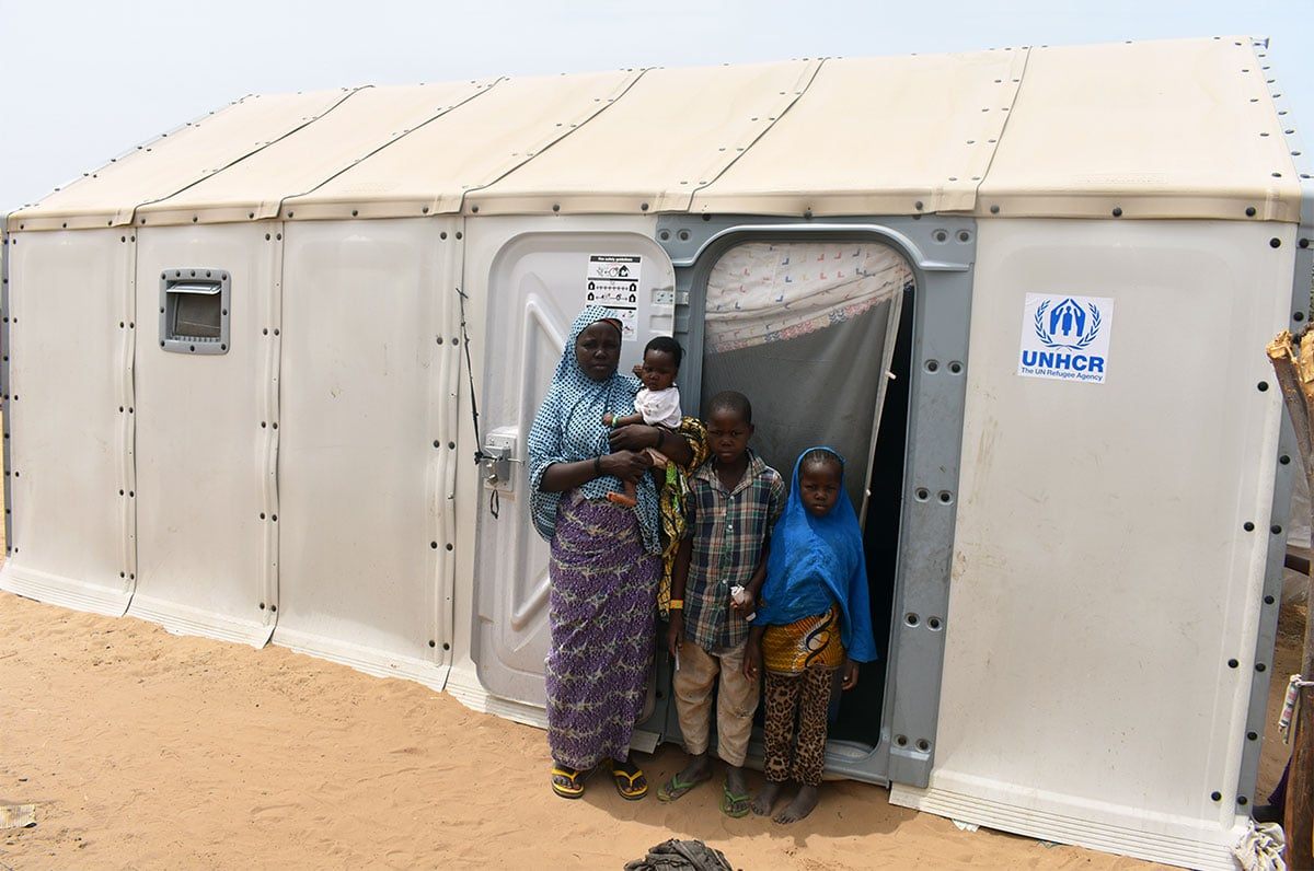 UN shelter tent housing refugee families
