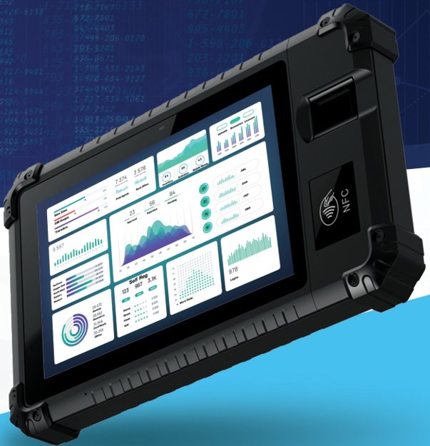 WRB 8A rugged biometric tablet showing dashboard