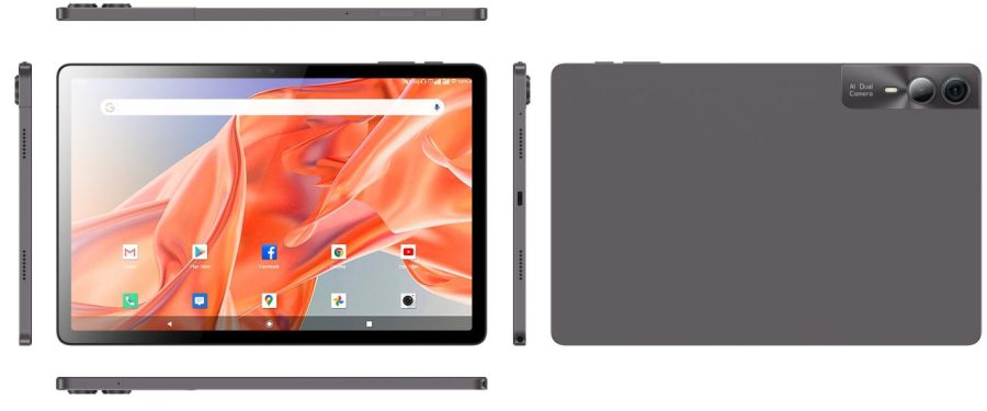 WRB M1107L tablet, side profiles, front and back