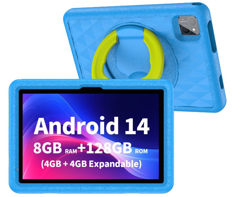 WRB P30H kids tablet in blue shockproof case with carry handle